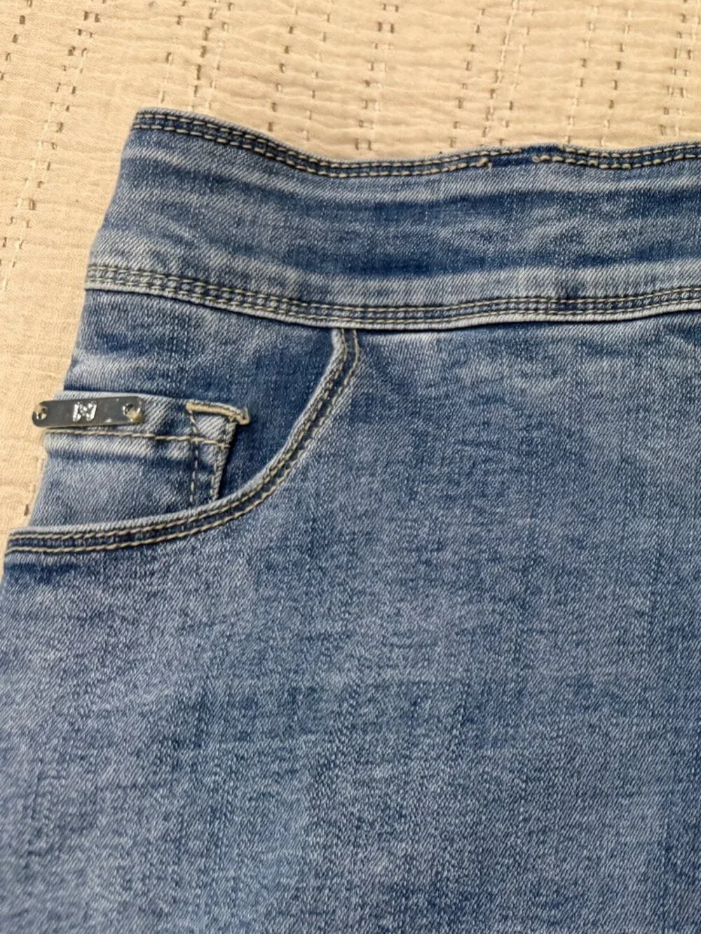 Coco and Carment Button Front Denim Mini Skirt Women Large Stretch Elastic